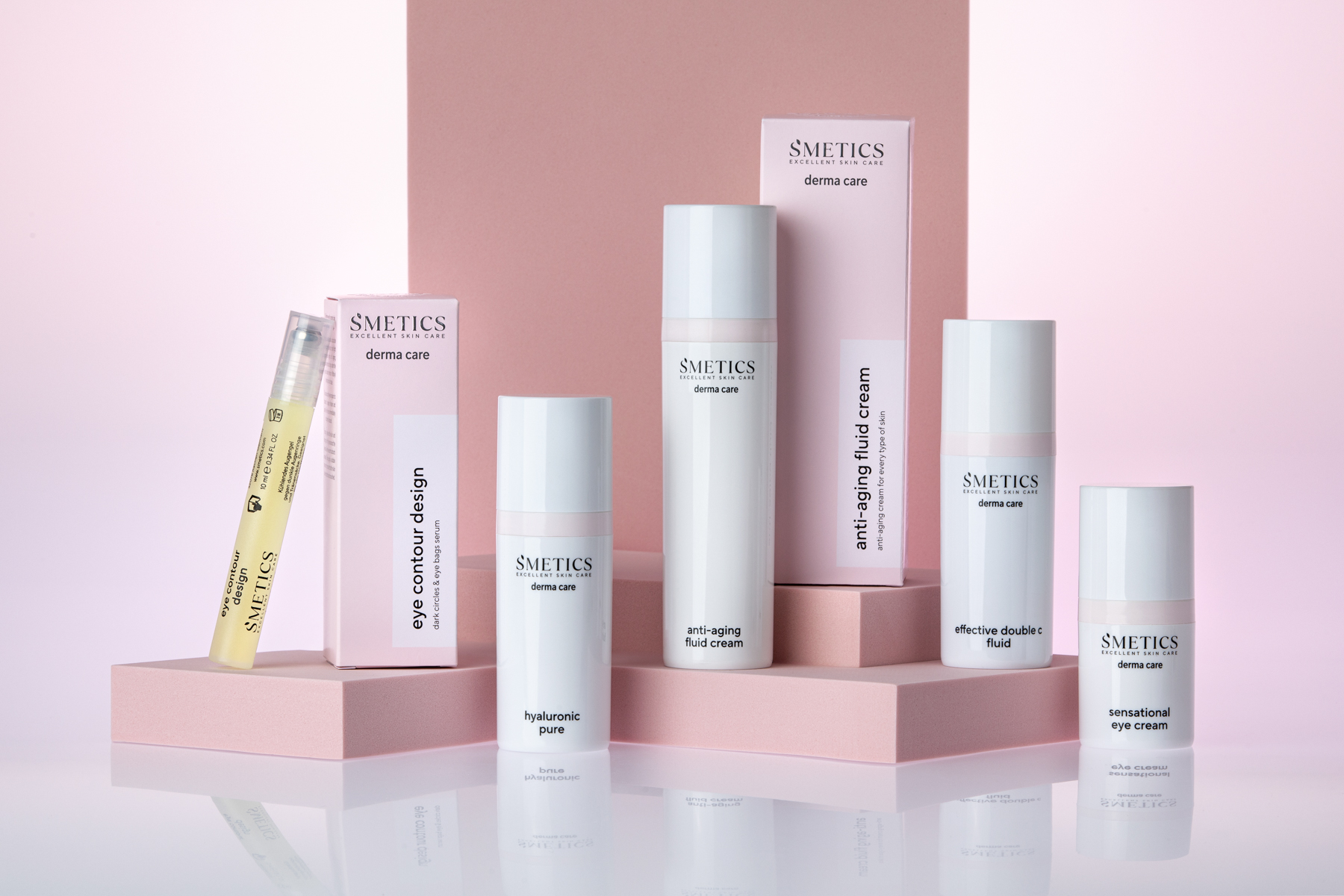 derma care Hautpflege von S’METICS derma care skincare products from S’METICS, featuring serums, fluid cream, and eye care for demanding skin